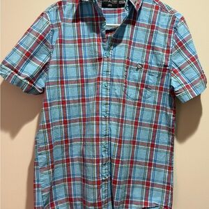 Loungefly Stitch Shoppe Disney Marvel Thor Blue and Red Plaid Button-Down Shirt